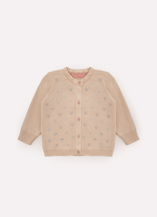 Casaqueto Tricot Mini Corações Cristal