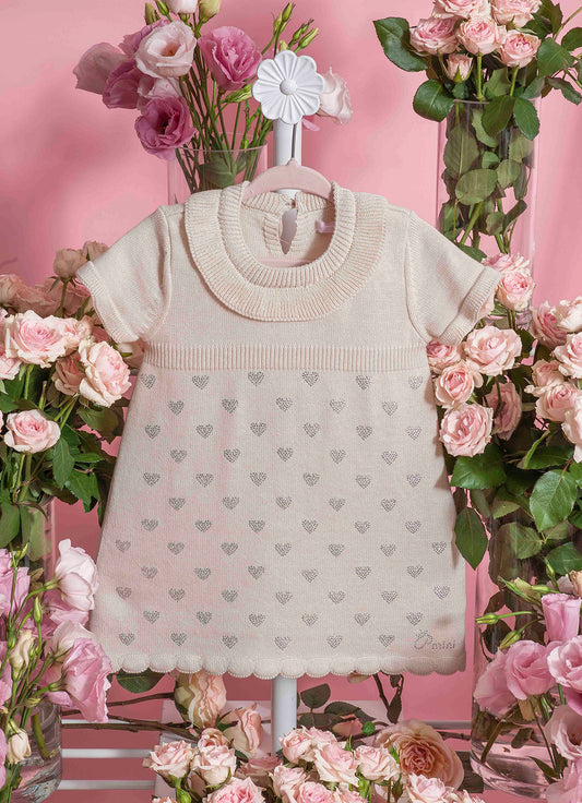 Vestido Tricot Mini Corações Cristal