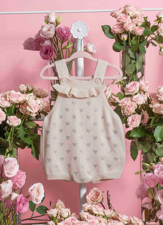 Macacão Tricot Mini Corações Cristal