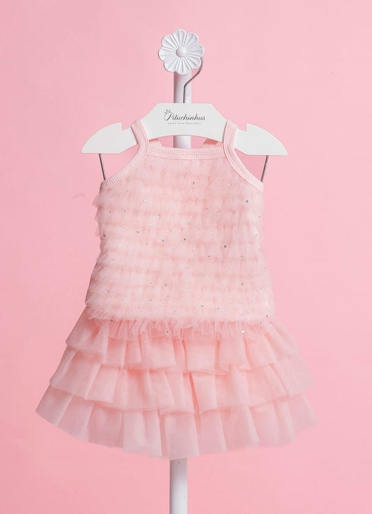 Conjunto Blusa e Saia Short Babados Tule