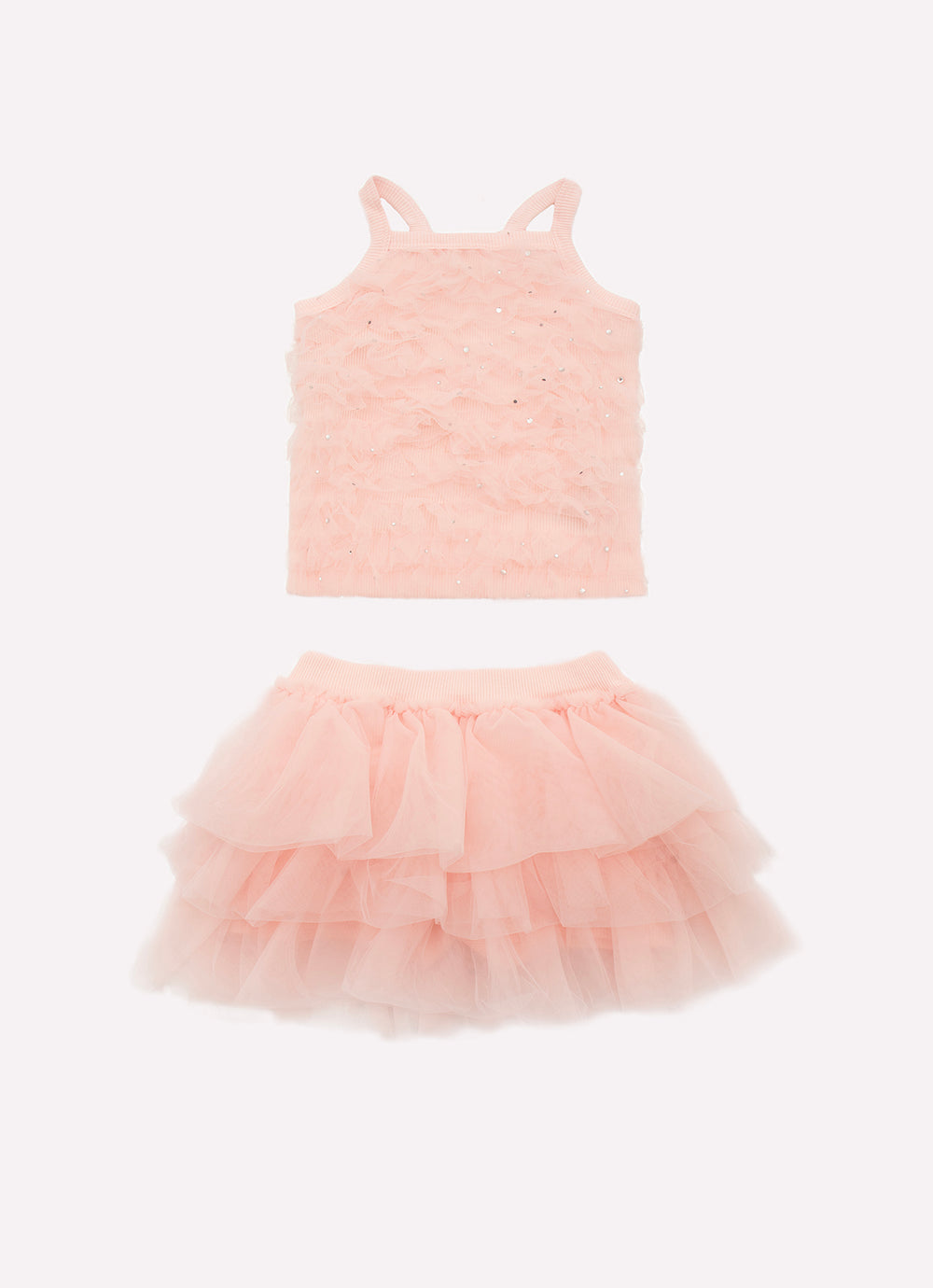 Conjunto Blusa e Saia Short Babados Tule