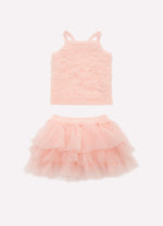 Conjunto Blusa e Saia Short Babados Tule