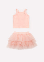 Conjunto Blusa e Saia Short Babados Tule