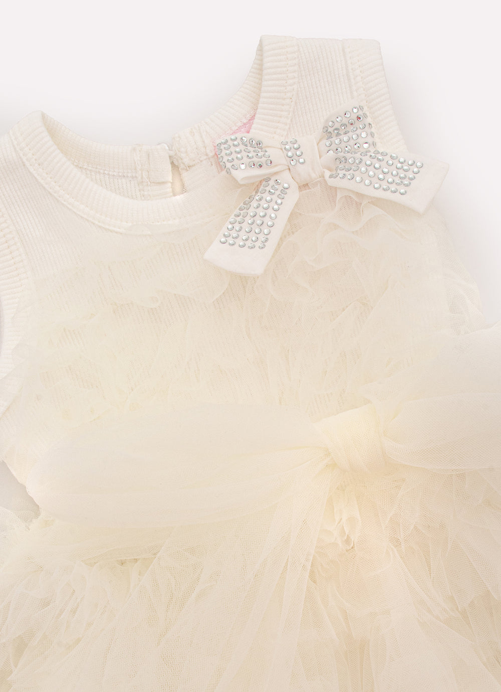 Vestido Ribana Princesa Frufru Tule Laço Cristal Com Calcinha