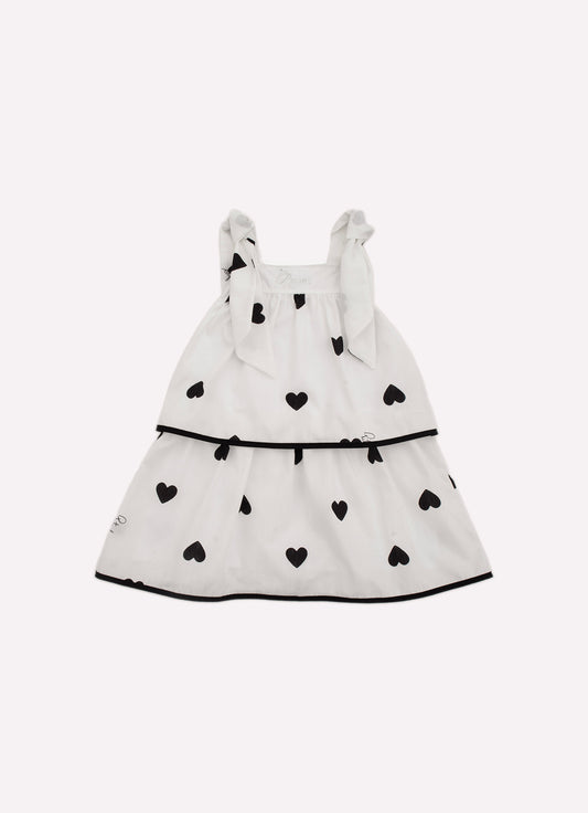 Vestido Algodão Estampa Corações Babados Com Calcinha
