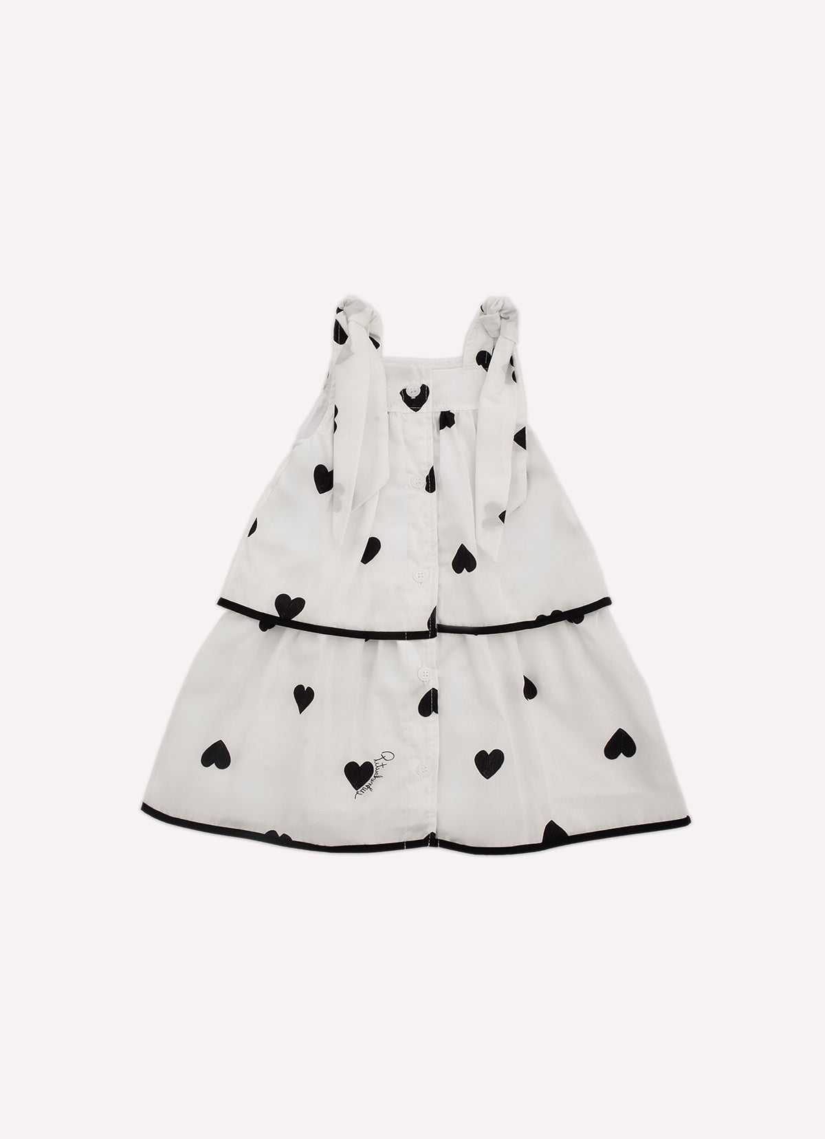 Vestido Algodão Estampa Corações Babados Com Calcinha