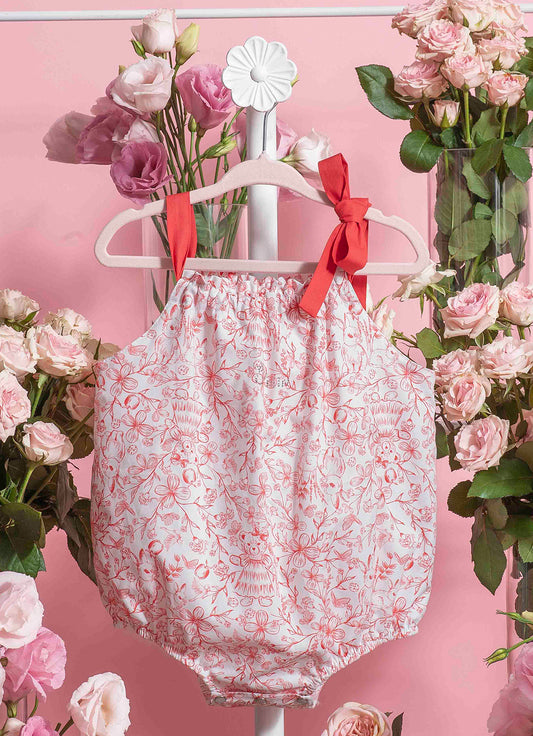 Macacão Algodão Estampa Toile Amarração Decote