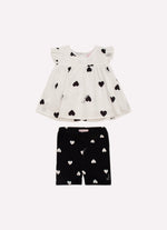 Conjunto Blusa Algodão Corações Bermuda Light Corações
