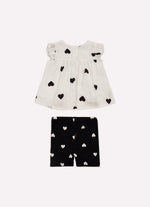 Conjunto Blusa Algodão Corações Bermuda Light Corações