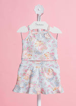Conjunto Cropped e Saia Short Light Estampado