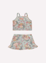 Conjunto Cropped e Saia Short Light Estampado