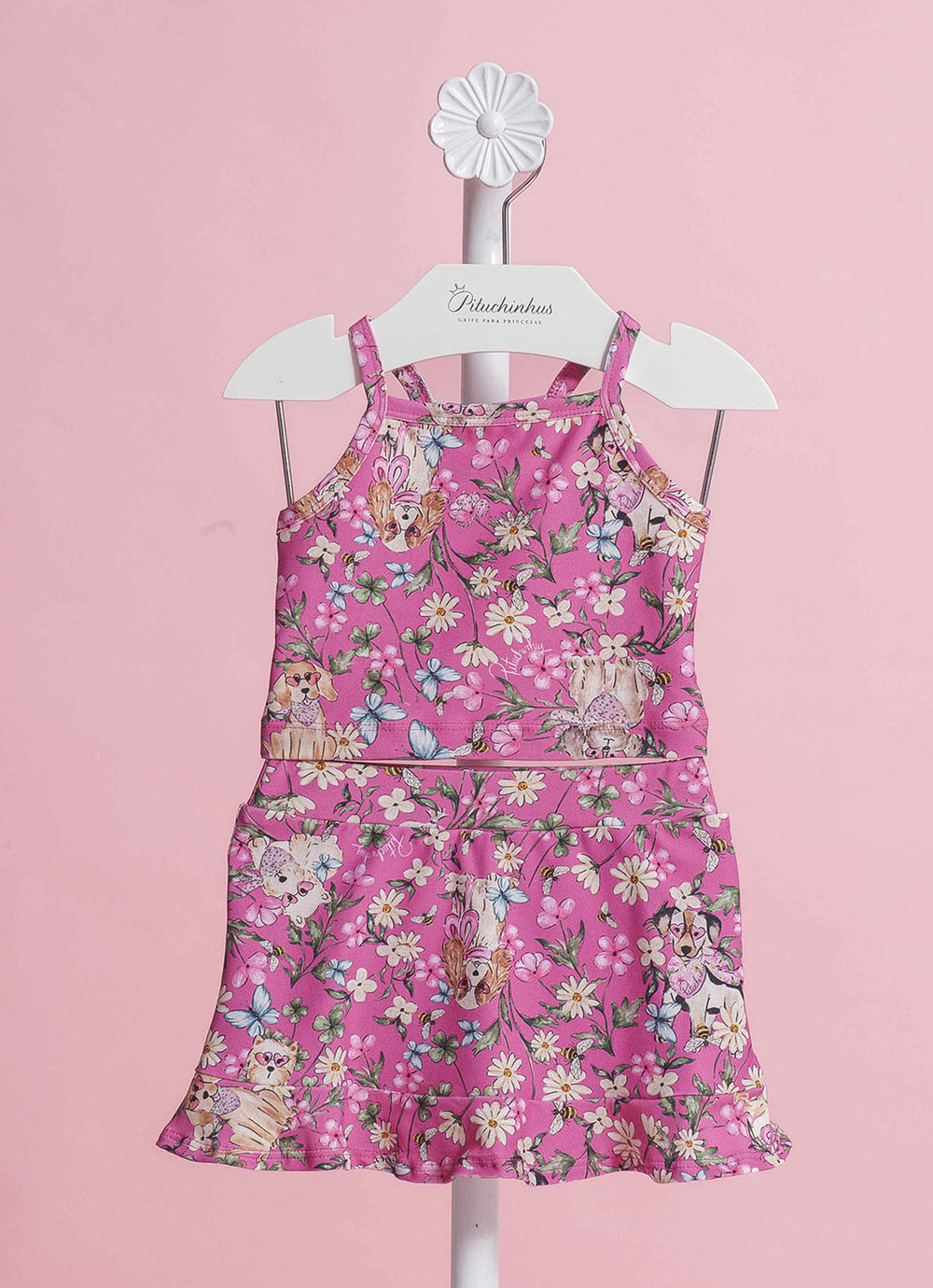 Conjunto Cropped e Saia Short Light Estampado