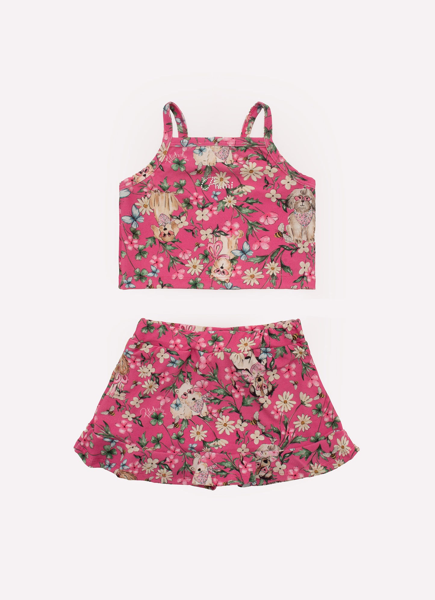 Conjunto Cropped e Saia Short Light Estampado
