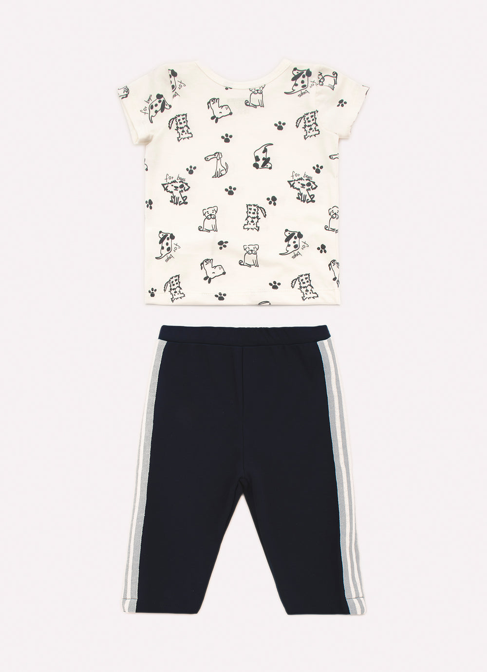 Conjunto Blusa Pima Cachorrinhos Calça Malha Listra Lateral For Boys