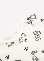 Conjunto Blusa Pima Cachorrinhos Calça Malha Listra Lateral