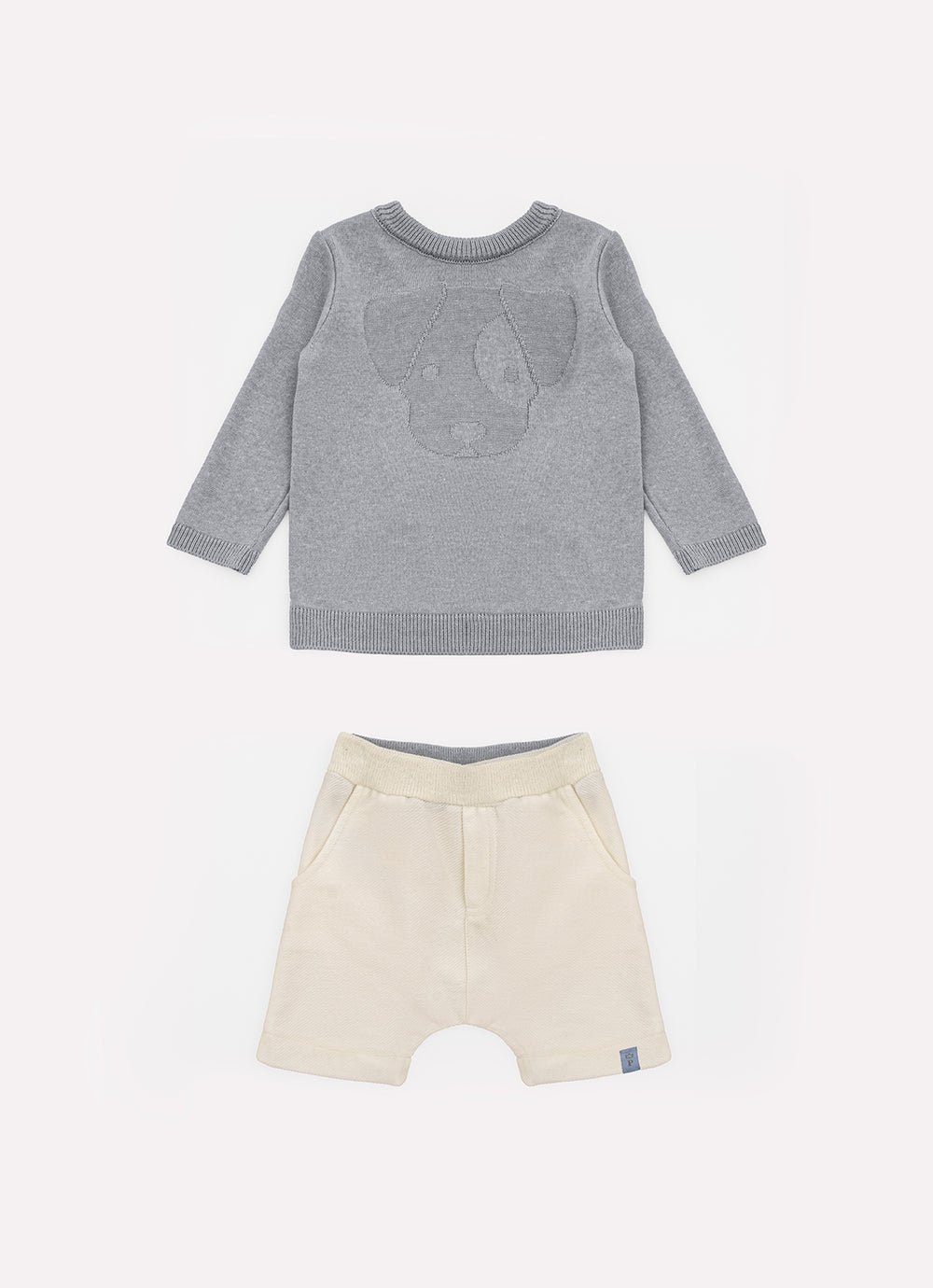 Conjunto Blusa Tricot Linx Cachorro e Bermuda Moletom Rosto