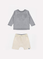 Conjunto Blusa Tricot Linx Cachorro e Bermuda Moletom Rosto