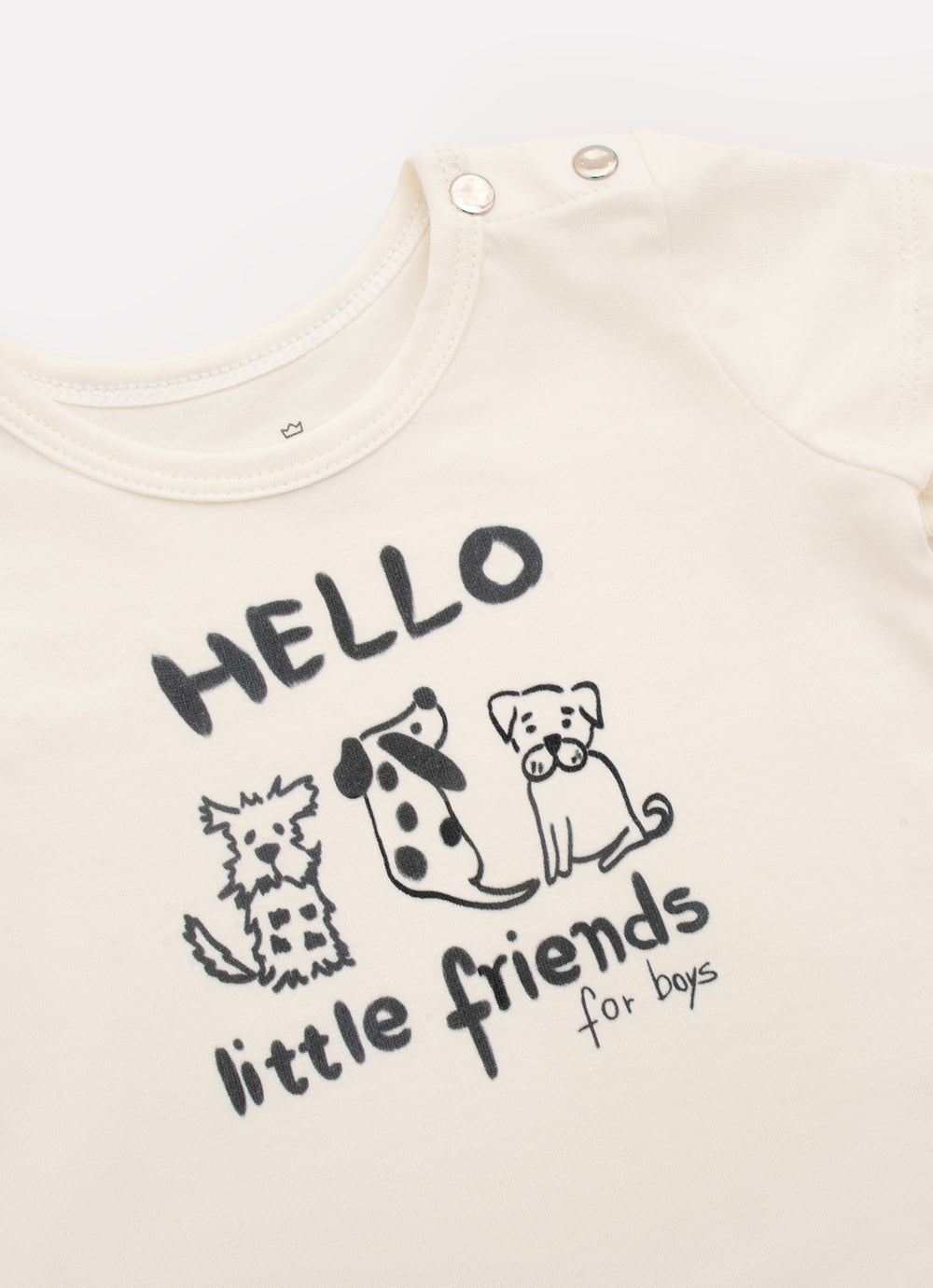 Conjunto Blusa Cotton Pima Hello e Bermuda Malha For Boys