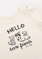 Conjunto Blusa Cotton Pima Hello e Bermuda Malha Listra Lateral