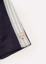 Conjunto Blusa Cotton Pima Hello e Bermuda Malha Listra Lateral