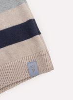 Conjunto Blusa Tricot Listrada e Bermuda Moletom Bolsos