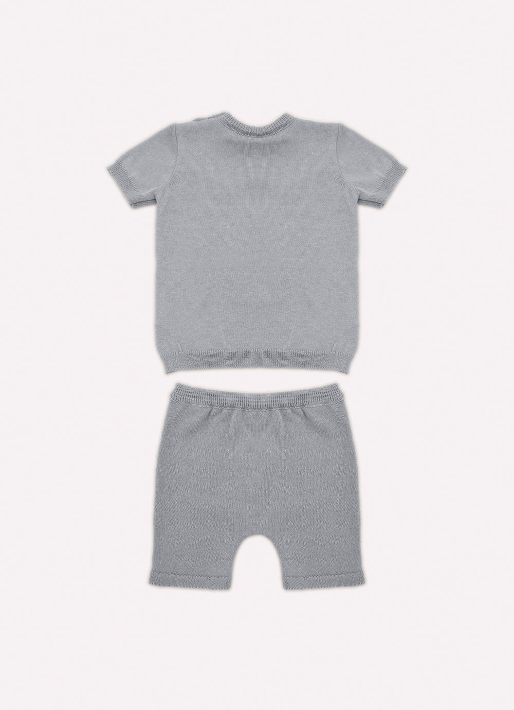 Conjunto Tricot Blusa Cachorrinho Manga Curta e Bermuda Canguru