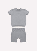 Conjunto Tricot Blusa Cachorrinho Manga Curta e Bermuda Canguru
