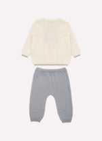 Conjunto Tricot Blusa Rosto Cachorrinho e Calça Bolsos