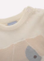 Conjunto Tricot Blusa Rosto Cachorrinho e Calça Bolsos