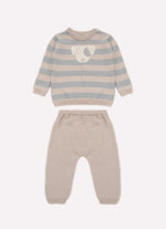 Conjunto Tricot Blusa Listrada e Calça Cachorrinho Costas