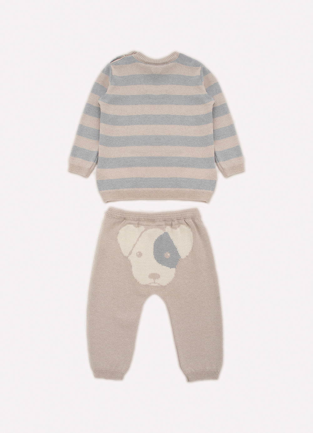 Conjunto Tricot Blusa Listrada e Calça Cachorrinho Costas