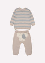 Conjunto Tricot Blusa Listrada e Calça Cachorrinho Costas