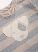 Conjunto Tricot Blusa Listrada e Calça Cachorrinho Costas