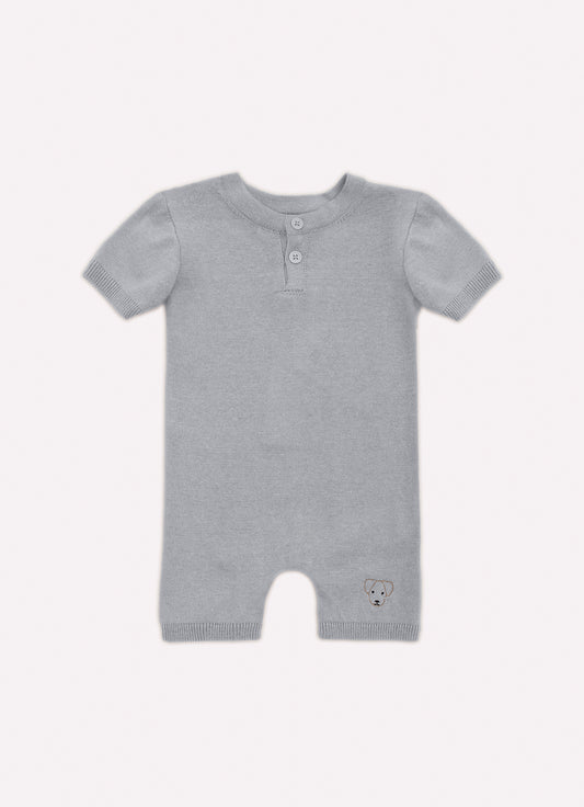 Macacão Tricot Botões Cachorrinho Bordado