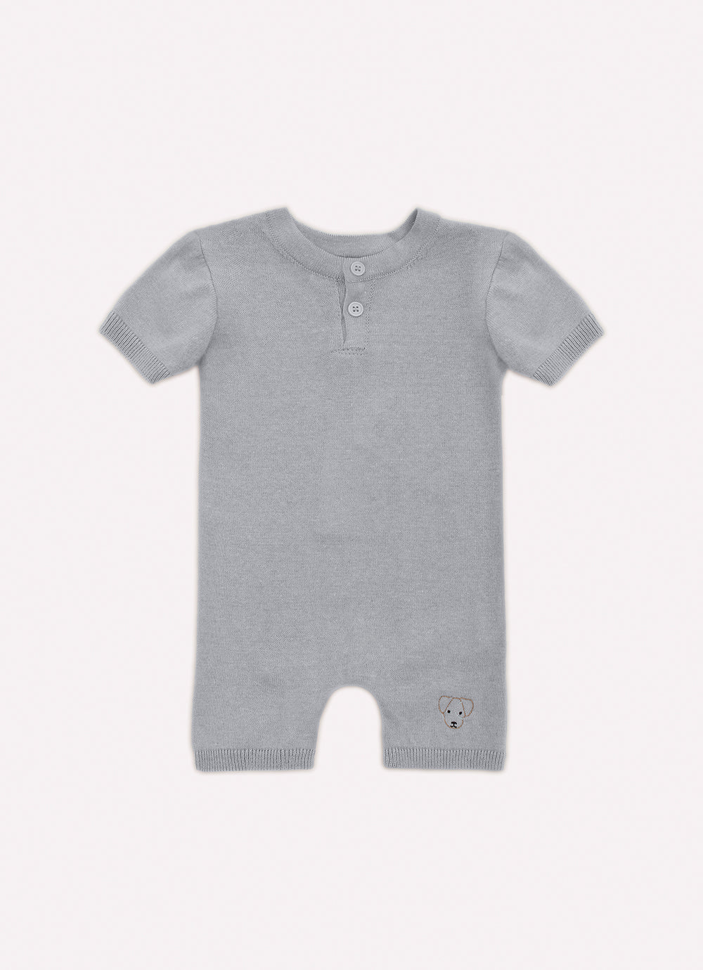 Macacão Tricot Botões Cachorrinho Bordado