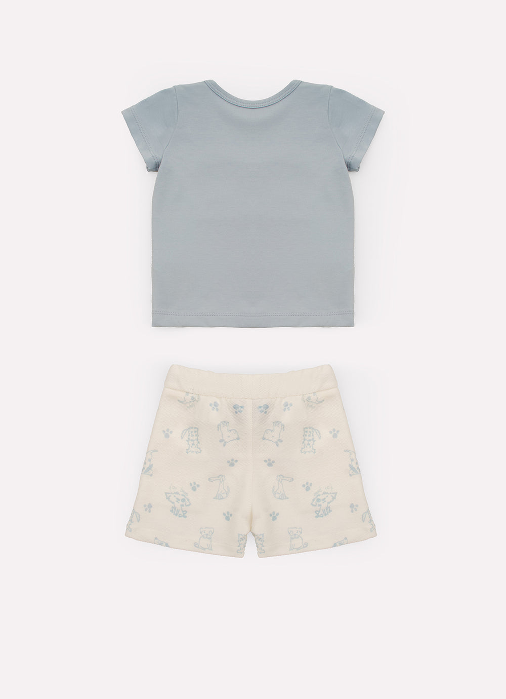 Conjunto Blusa Cotton Pima Bolso e Bermuda Moletom Cachorrinhos