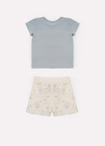 Conjunto Blusa Cotton Pima Bolso e Bermuda Moletom Cachorrinhos