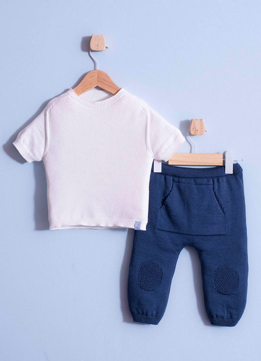 Conjunto Blusa Tricot Sem Costura e Calça Tricot Bolso Canguru