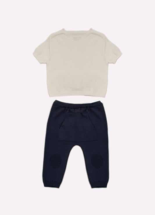 Conjunto Blusa Tricot Sem Costura e Calça Tricot Bolso Canguru