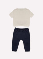 Conjunto Blusa Tricot Sem Costura e Calça Tricot Bolso Canguru