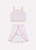 Conjunto Algodão Estampa Toil Cropped e Saia Mullet Resort