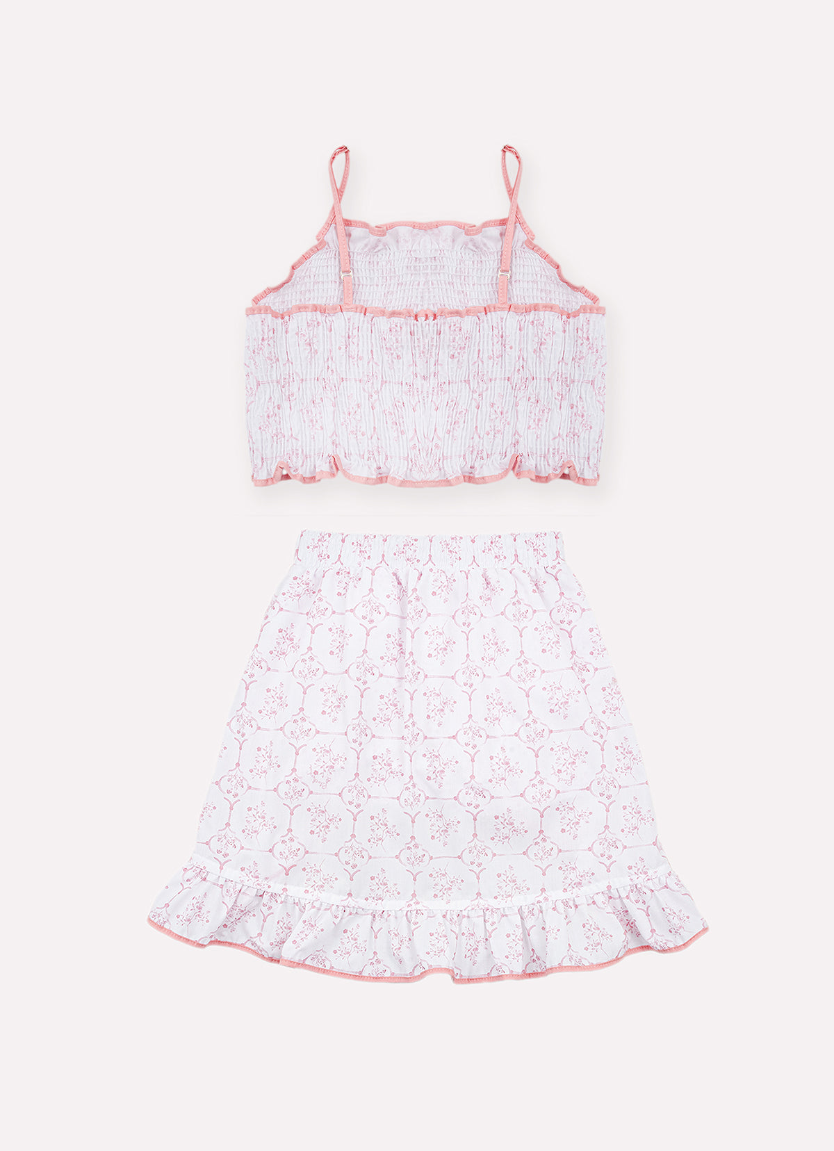 Conjunto Algodão Estampa Toil Cropped e Saia Mullet Resort