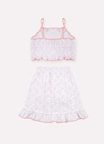 Conjunto Algodão Estampa Toil Cropped e Saia Mullet Resort