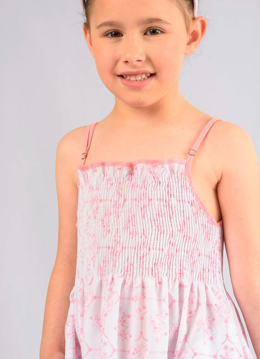 Vestido Alça Algodão Estampa Toil Lastex Resort