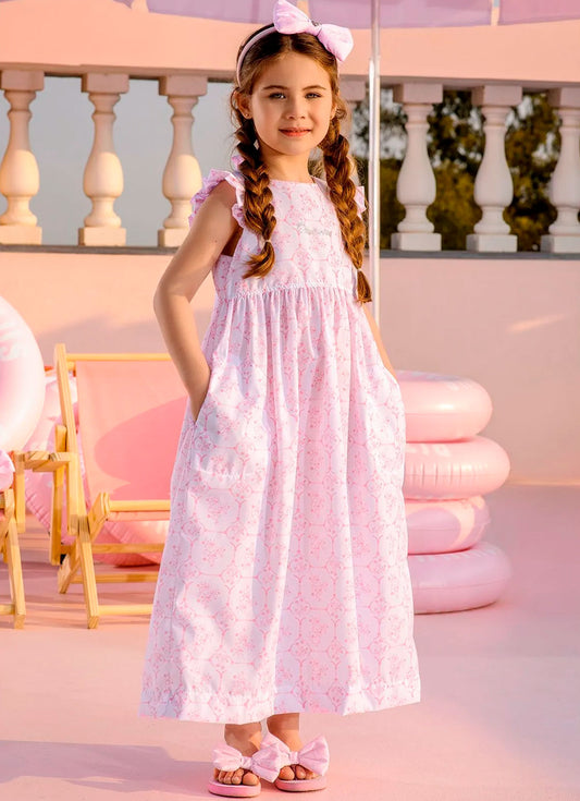 Vestido Algodão Midi Estampa Toil Resort
