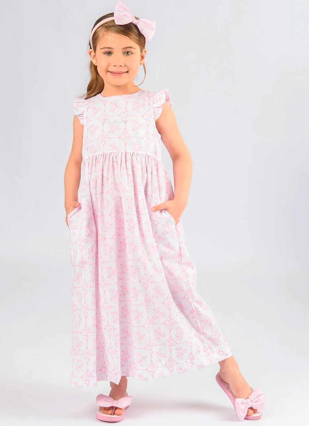 Vestido Algodão Midi Estampa Toil Resort