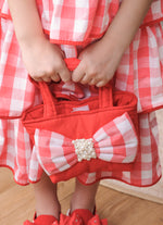 Bolsa Tricoline Maxi Laço Xadrez Bordado Natal