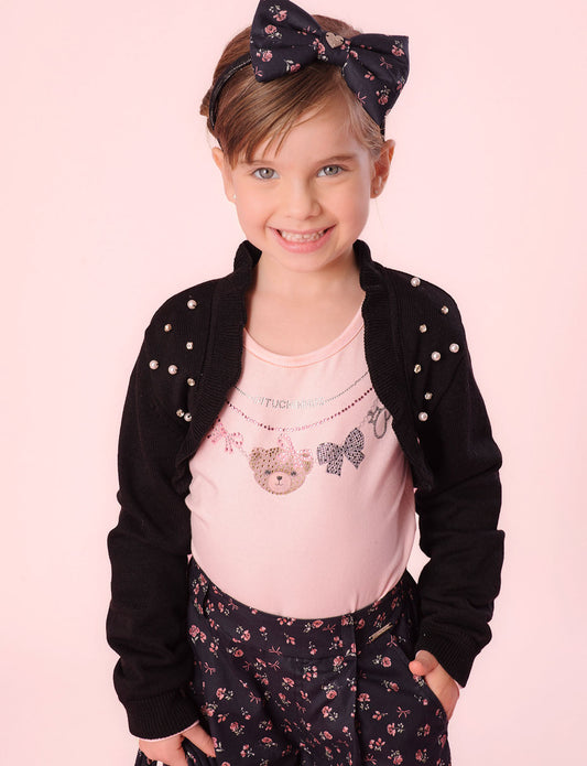 Bolero Tricot Bordado Pérolas e Cristais