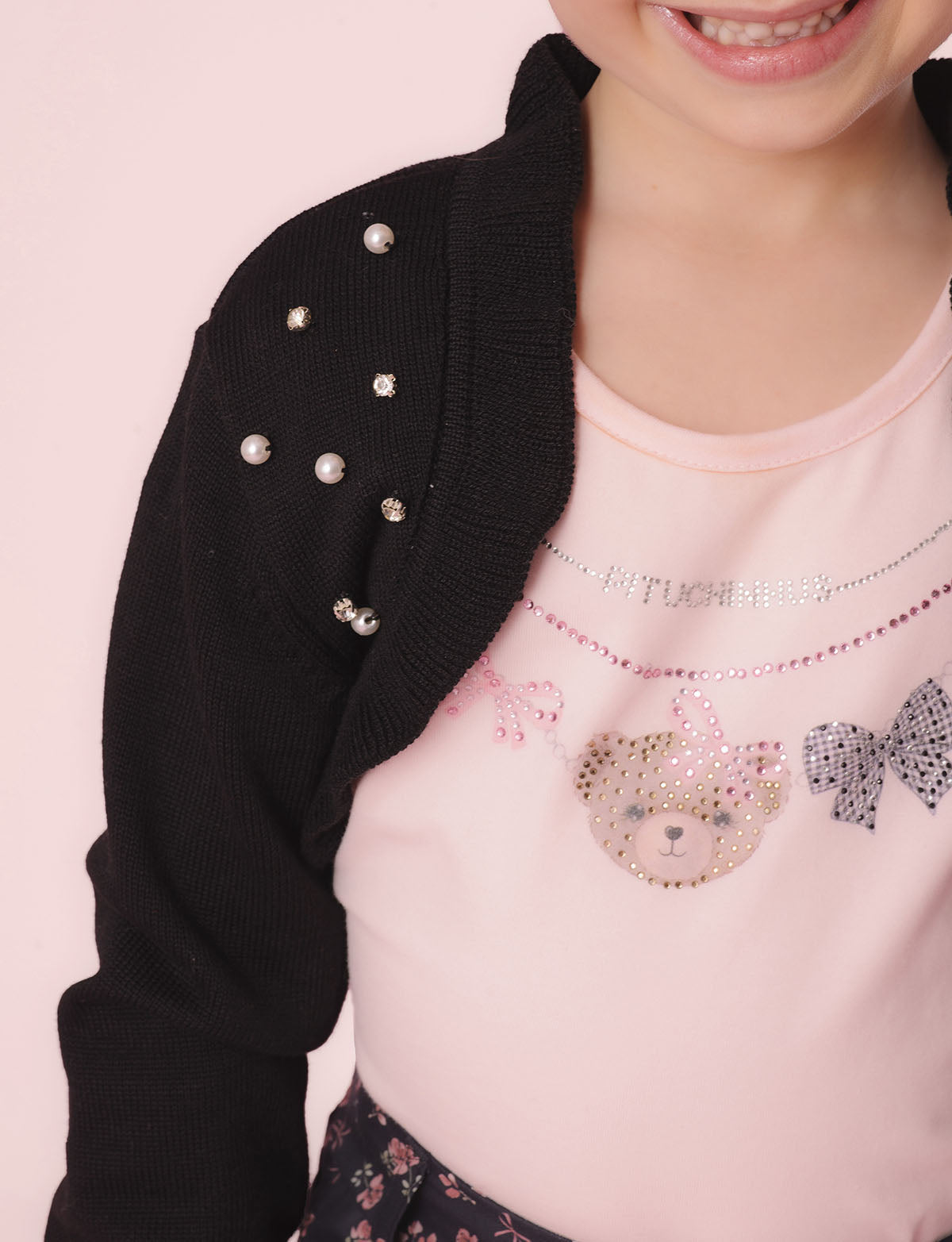 Bolero Tricot Bordado Pérolas e Cristais