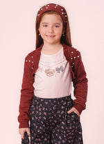 Bolero Tricot Bordado Pérolas e Cristais